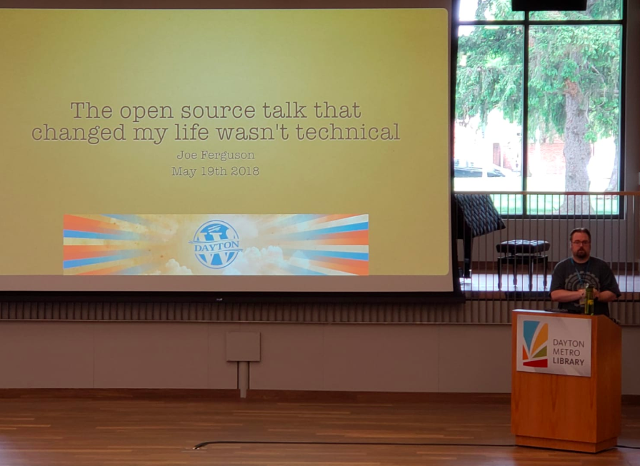 The Open Source Talk that Changed My Life Wasn't Technical - talk by Joe Ferguson
